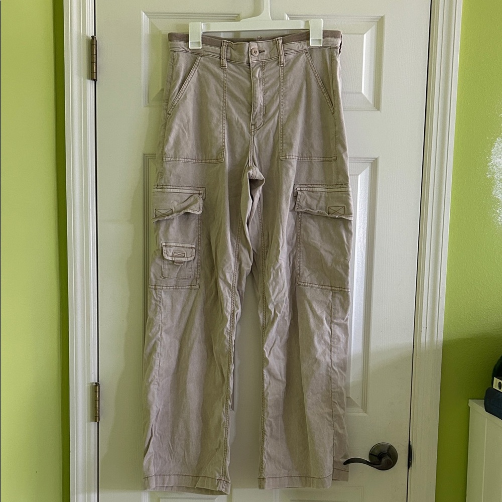 American Eagle Outfitters Women's Wide Leg Cargo Pants - Tan Size 8